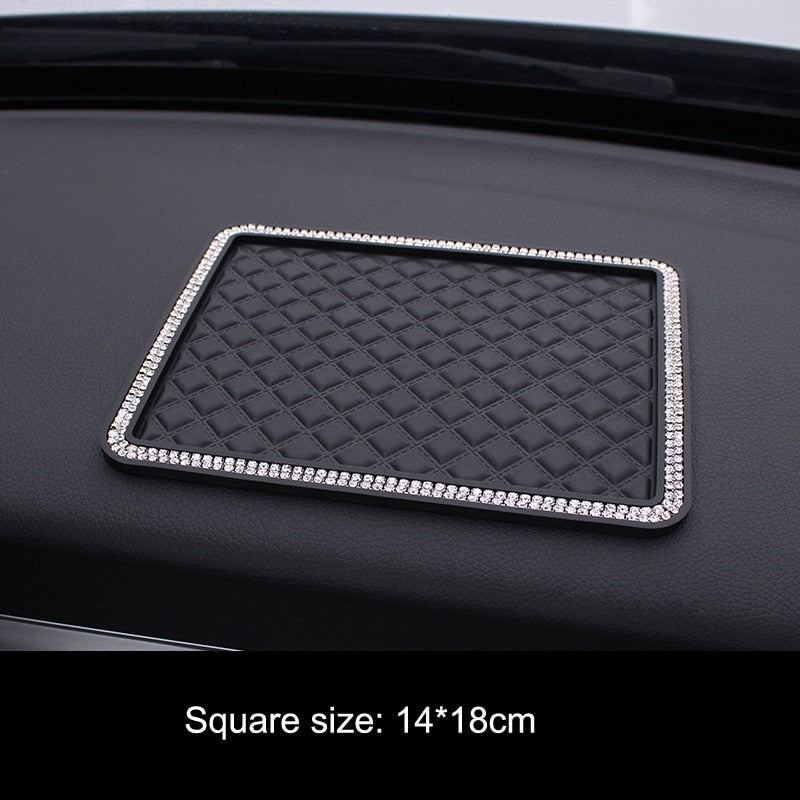 18*14cm Anti Slip Mat Crystal Rhinestone Automobile Silicone Non-Slip Mat Pad Car Sticky for GPS Phone Car Interior Accessories