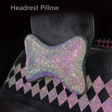 Load image into Gallery viewer, Car Bling Accessories for Woman Interior Set Styling Rhinestone Headrest Pillows Back Support Seat Cushion Pain Relief Sparkly
