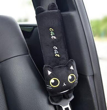 Load image into Gallery viewer, Cute Cat Car Neck Pillow Cartoon Cat Head Car Headrest Travel  Cushion  Cat Seatbelt Shoulder Pads Covers Rearview Mirror Cover
