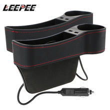 Load image into Gallery viewer, Car Organizer Auto Crevice Pocket Dual USB Charger Phone Bottle Cups Holder Seat Gap Slit Leather Storage Box Car Accessories
