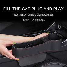 Load image into Gallery viewer, Auto Car Seat Gap Organizer PU Leather Storage Box Cup Holder Car Seat Side Slit Pocket Storage Bag With Dual USB Charger Ports
