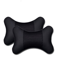 Load image into Gallery viewer, 2Pcs PU Leather Knitted Car Pillows Headrest Neck Rest Cushion Support Seat Accessories Auto Black Safety Pillow Universal Decor
