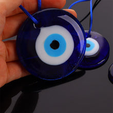 Load image into Gallery viewer, 1PC Blue Lampwork Glass Turkish Evil Eye Charm Pendant Tassel Car Craft Decoration Pendant Car Interior Decor
