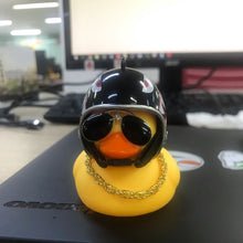 Load image into Gallery viewer, Society Lovely Duck in the Car Ornament Car Accessories Interior Decoration Auto Dashboard Toys With Helmet And Chain
