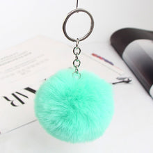 Load image into Gallery viewer, 13 Colors Fluffy Fur Pom Pom Car Keychains Soft Faux Rabbit Fur Ball Car Keyring Key Chains Women Car Key Pendant Jewelry
