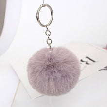 Load image into Gallery viewer, 13 Colors Fluffy Fur Pom Pom Car Keychains Soft Faux Rabbit Fur Ball Car Keyring Key Chains Women Car Key Pendant Jewelry
