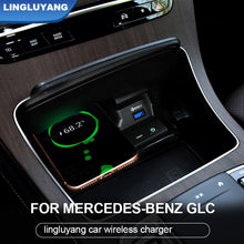 Load image into Gallery viewer, for Mercedes Benz W205 AMG C43 C63 AMG GLC 43 GLC 63 X253 C Class GLC 10W car wireless charger QI phone charger charging case
