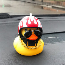 Load image into Gallery viewer, Society Lovely Duck in the Car Ornament Car Accessories Interior Decoration Auto Dashboard Toys With Helmet And Chain
