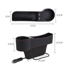 Load image into Gallery viewer, Auto Car Seat Gap Organizer PU Leather Storage Box Cup Holder Car Seat Side Slit Pocket Storage Bag With Dual USB Charger Ports
