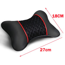 Load image into Gallery viewer, 2Pcs PU Leather Knitted Car Pillows Headrest Neck Rest Cushion Support Seat Accessories Auto Black Safety Pillow Universal Decor
