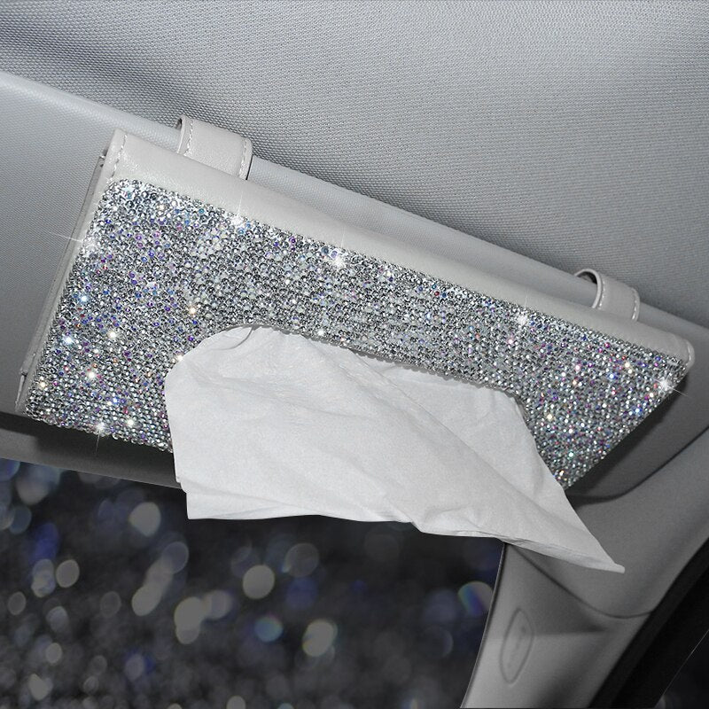 1 Pcs Crystal Car Tissue Box Towel Sets Car Sun Visor Tissue Box Holder Auto Interior Storage Decoration for BMW Car Accessories