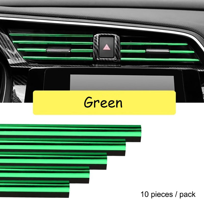 10 Pieces Car-styling Chrome Styling Moulding Car Air Vent Trim Strip Air Conditioner Outlet Grille Decoration U Shape