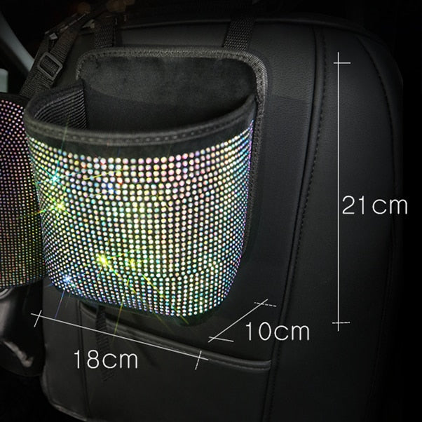 Car Hanging Organizer Seat Back Storage Premium Rhinestone Bling Container Stowing Tidying  Sparkly Accessories Interior Styling