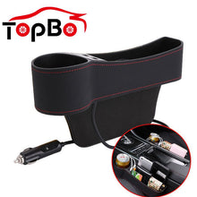 Load image into Gallery viewer, Auto Car Seat Gap Organizer PU Leather Storage Box Cup Holder Car Seat Side Slit Pocket Storage Bag With Dual USB Charger Ports
