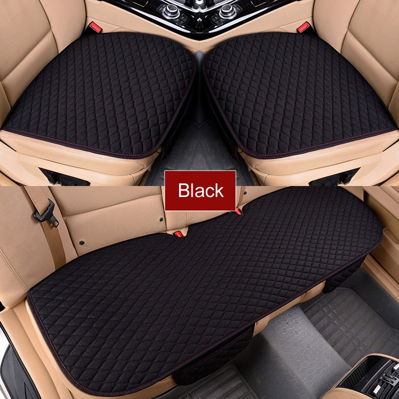 Car Seat Covers Front/Rear/ Full Set Choose Car Seat Cushion Linen Fabric Seat Pad Protector Car Accessories Anti-slip