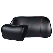 Load image into Gallery viewer, Genuine Leather Car Neck Pillow Set Memory Foam Auto Rear Seat Back Headrest Lumbar Supports Travel Cushion Cover Accessories
