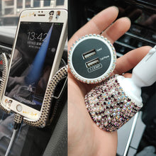 Load image into Gallery viewer, Crystal Car Phone Holder for Auto Holder for Phone with USB Cable Car Charger Interior Accessories
