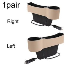 Load image into Gallery viewer, Auto Car Seat Gap Organizer PU Leather Storage Box Cup Holder Car Seat Side Slit Pocket Storage Bag With Dual USB Charger Ports
