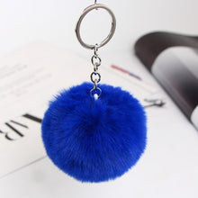 Load image into Gallery viewer, 13 Colors Fluffy Fur Pom Pom Car Keychains Soft Faux Rabbit Fur Ball Car Keyring Key Chains Women Car Key Pendant Jewelry
