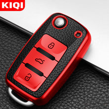 Load image into Gallery viewer, KIQI TPU Leather Car Key Cover Case for Volkswagen for VW Bora Polo Tiguan Jetta Passat B5 B6 B7 Golf Beetle for Skoda Octavia
