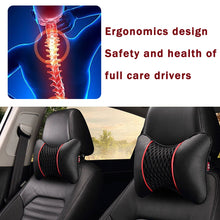 Load image into Gallery viewer, 2Pcs PU Leather Knitted Car Pillows Headrest Neck Rest Cushion Support Seat Accessories Auto Black Safety Pillow Universal Decor
