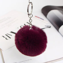 Load image into Gallery viewer, 13 Colors Fluffy Fur Pom Pom Car Keychains Soft Faux Rabbit Fur Ball Car Keyring Key Chains Women Car Key Pendant Jewelry
