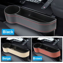 Load image into Gallery viewer, PU Leather Car Seat Gap Storage Box Universal Seat Gap Slit Box With Charging Hole Phone Bottle Keys Holder Box Auto Organizer
