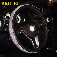 Load image into Gallery viewer, Bling Bling Rhinestones Crystal Car Steering Wheel Cover  PU Leather Steering-wheel covers Auto Accessories Case Car Styling
