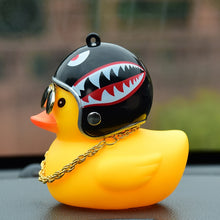 Load image into Gallery viewer, Society Lovely Duck in the Car Ornament Car Accessories Interior Decoration Auto Dashboard Toys With Helmet And Chain
