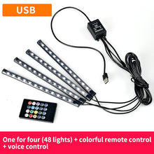 Load image into Gallery viewer, 12 LED Car Interior Floor Foot Lamp AUTO Decoration Light With USB Multiple Modes Car Styling Atmosphere RGB Neon Lamp Strips
