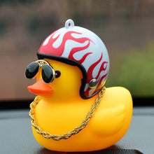 Load image into Gallery viewer, Society Lovely Duck in the Car Ornament Car Accessories Interior Decoration Auto Dashboard Toys With Helmet And Chain
