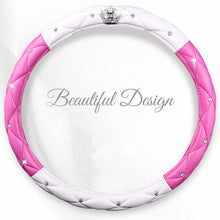 Load image into Gallery viewer, Fashion Women PU Leather Car Steering Wheel Covers Diamond Black Pink Auto Steering-Covers Cases for  Lady Girls Car Accessories
