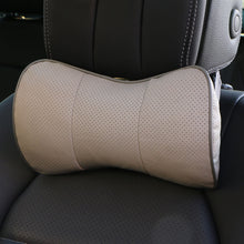 Load image into Gallery viewer, 1 pc top layer leather car Headrest support neck/Auto seat safety pillow cowhide/ O SHI CAR pillow protection cervical spine
