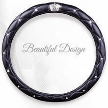 Load image into Gallery viewer, Fashion Women PU Leather Car Steering Wheel Covers Diamond Black Pink Auto Steering-Covers Cases for  Lady Girls Car Accessories
