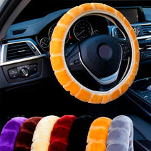 Load image into Gallery viewer, HuiER Warm Long Wool Plush Car Steering Wheel Cover Comfortable Anti-slip For 36-39CM Car Styling Steering-wheel Free Shipping
