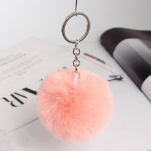 Load image into Gallery viewer, 13 Colors Fluffy Fur Pom Pom Car Keychains Soft Faux Rabbit Fur Ball Car Keyring Key Chains Women Car Key Pendant Jewelry
