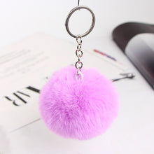 Load image into Gallery viewer, 13 Colors Fluffy Fur Pom Pom Car Keychains Soft Faux Rabbit Fur Ball Car Keyring Key Chains Women Car Key Pendant Jewelry
