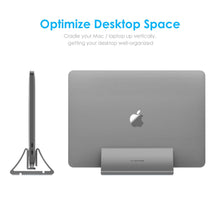 Load image into Gallery viewer, Lention Aluminum Vertical Desktop Stand Space-Saving for MacBook Air/Pro 16 15 13 Chromebook 11 to 17-inch Laptop Stand Holder
