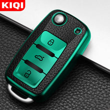 Load image into Gallery viewer, KIQI TPU Leather Car Key Cover Case for Volkswagen for VW Bora Polo Tiguan Jetta Passat B5 B6 B7 Golf Beetle for Skoda Octavia
