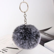 Load image into Gallery viewer, 13 Colors Fluffy Fur Pom Pom Car Keychains Soft Faux Rabbit Fur Ball Car Keyring Key Chains Women Car Key Pendant Jewelry
