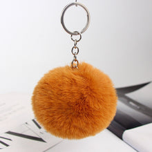 Load image into Gallery viewer, 13 Colors Fluffy Fur Pom Pom Car Keychains Soft Faux Rabbit Fur Ball Car Keyring Key Chains Women Car Key Pendant Jewelry
