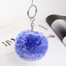 Load image into Gallery viewer, 13 Colors Fluffy Fur Pom Pom Car Keychains Soft Faux Rabbit Fur Ball Car Keyring Key Chains Women Car Key Pendant Jewelry
