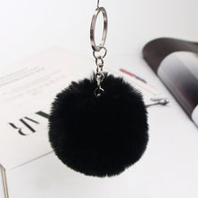 Load image into Gallery viewer, 13 Colors Fluffy Fur Pom Pom Car Keychains Soft Faux Rabbit Fur Ball Car Keyring Key Chains Women Car Key Pendant Jewelry
