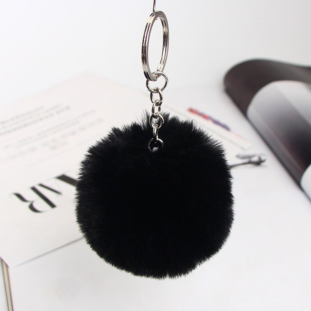 13 Colors Fluffy Fur Pom Pom Car Keychains Soft Faux Rabbit Fur Ball Car Keyring Key Chains Women Car Key Pendant Jewelry