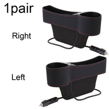 Load image into Gallery viewer, Auto Car Seat Gap Organizer PU Leather Storage Box Cup Holder Car Seat Side Slit Pocket Storage Bag With Dual USB Charger Ports
