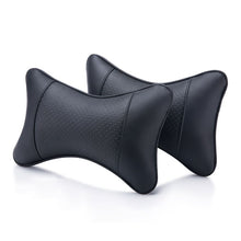 Load image into Gallery viewer, 2 PCS artificial leather car pillow protection your neck/car headrest hole-digging design/auto supplies safety neck pillow
