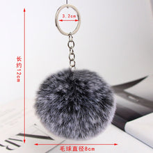 Load image into Gallery viewer, 13 Colors Fluffy Fur Pom Pom Car Keychains Soft Faux Rabbit Fur Ball Car Keyring Key Chains Women Car Key Pendant Jewelry
