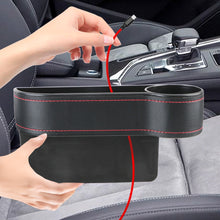 Load image into Gallery viewer, PU Leather Car Seat Gap Storage Box Universal Seat Gap Slit Box With Charging Hole Phone Bottle Keys Holder Box Auto Organizer
