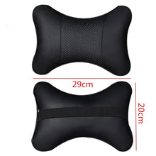 Load image into Gallery viewer, 2pcs Car Neck Pillow  Double-sided PU Leather Perforating Design Hole-digging Car Headrest pillow Auto Safety Accessories
