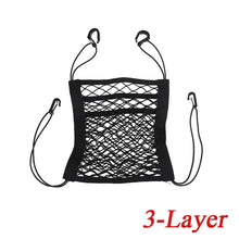 Load image into Gallery viewer, Car Elastic Storage Net Bag Between Seats Auto Interior Organizer Car Divider Pet Barrier Universal Stretchable 3 Layer Mesh Bag
